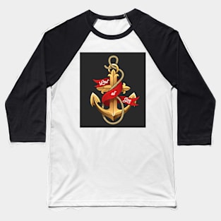 Emblem of golden Anchor and red banner Baseball T-Shirt